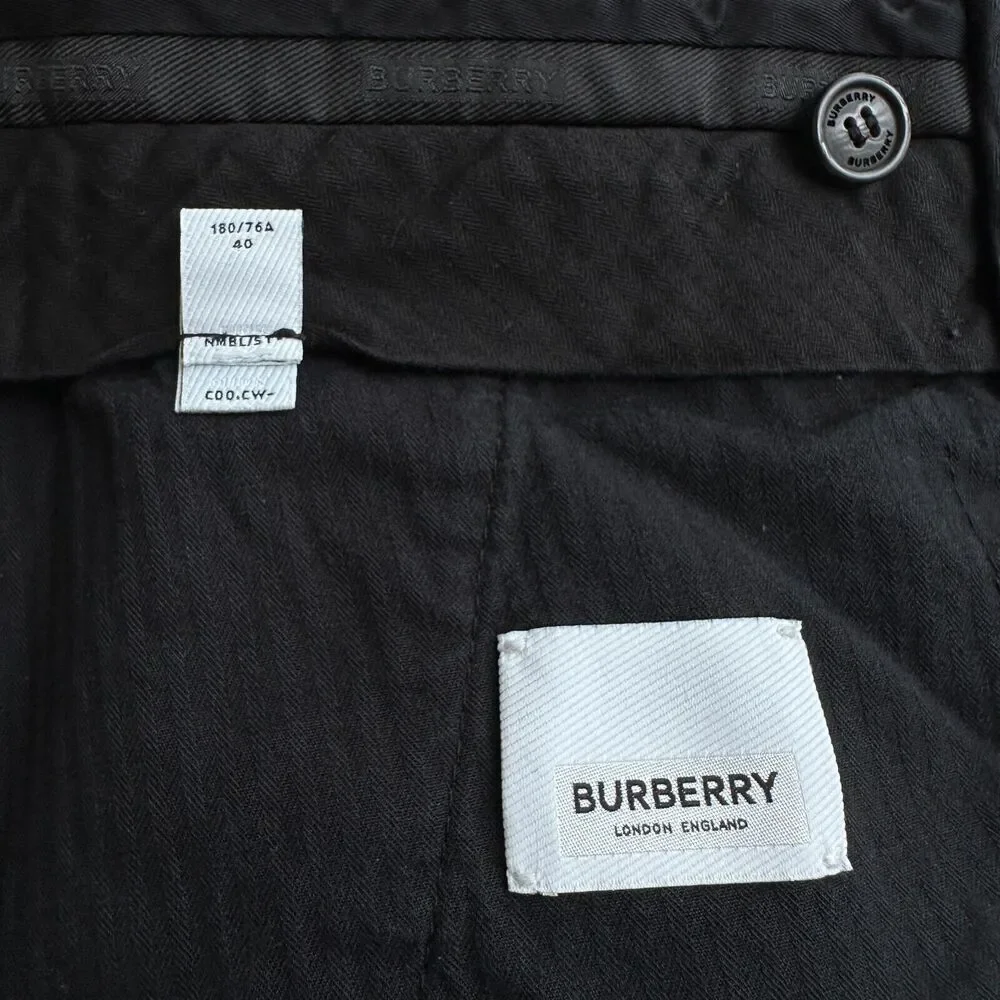 Burberry London Trousers Mens 30 x 28 Wool Monogram Embroidered‎ Jacquard Navy
